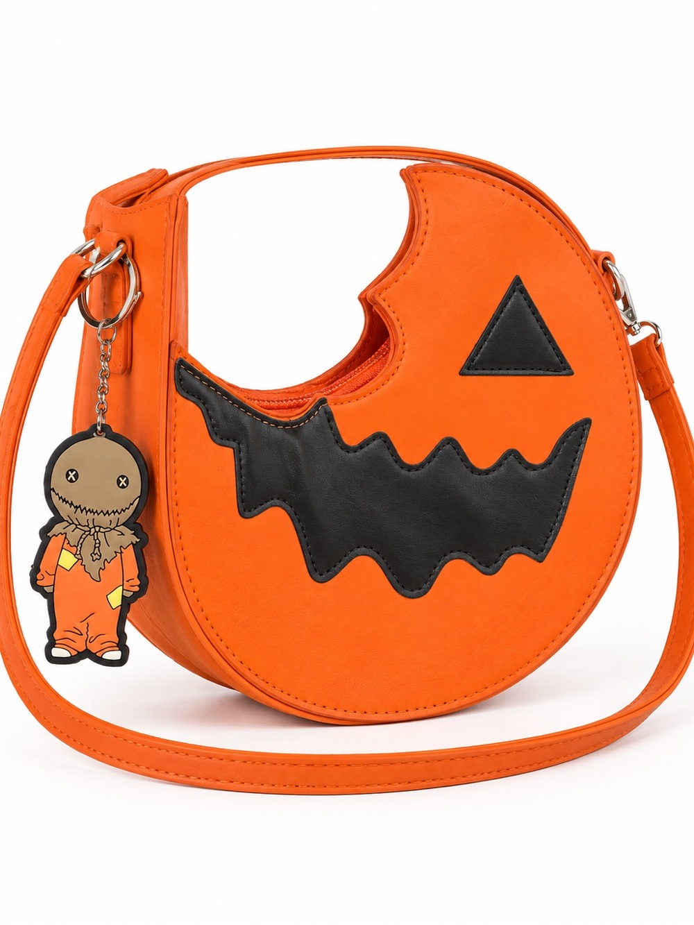 101.Trick r Treat Orange Pumpkin Jack-O'-Lantern Crossbody Bag for Women - Picture 2 of 9